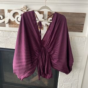 Elegant Purple Pleated Blouse